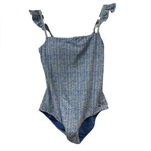 Vineyard Vines chevron geo one-piece bayside blue sz M